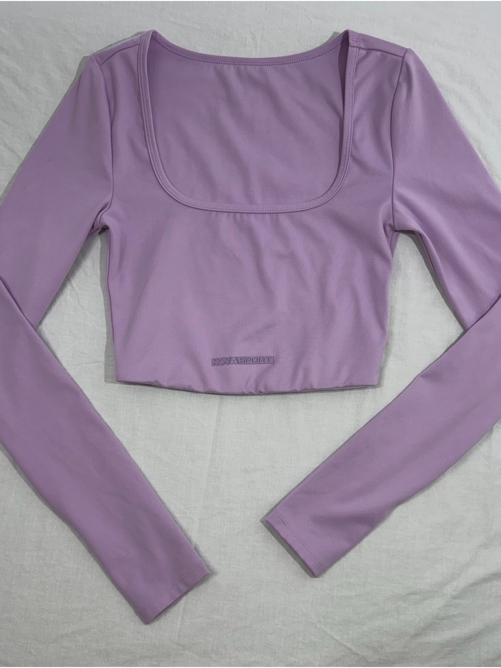 3/$30 Nova Sport by Fashion Nova Light Purple Cropped Long Sleeve Active Top